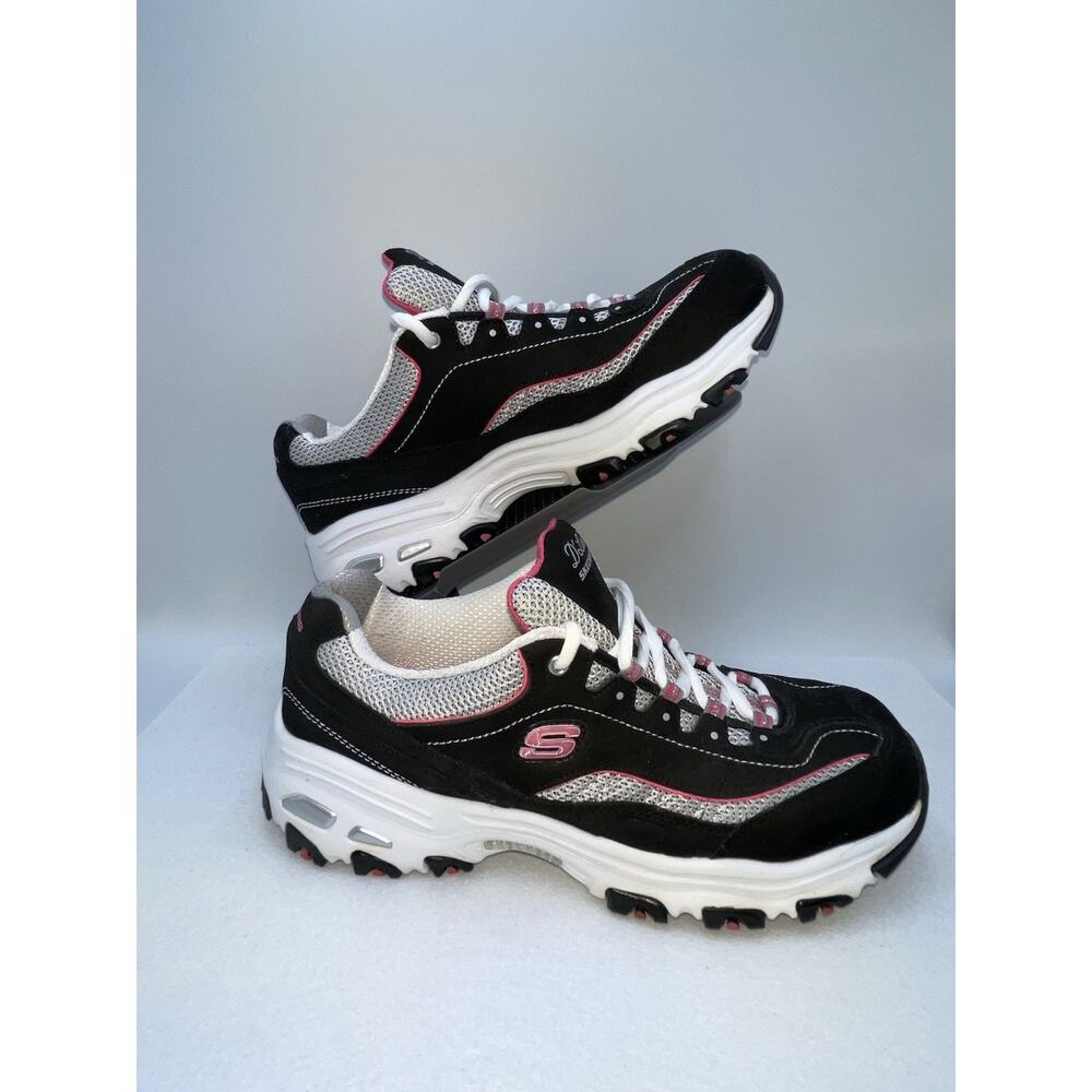Skechers D’lites Women's Size 9 Memory Black & Pink Suede Sneakers Y2K - Picture 3 of 11